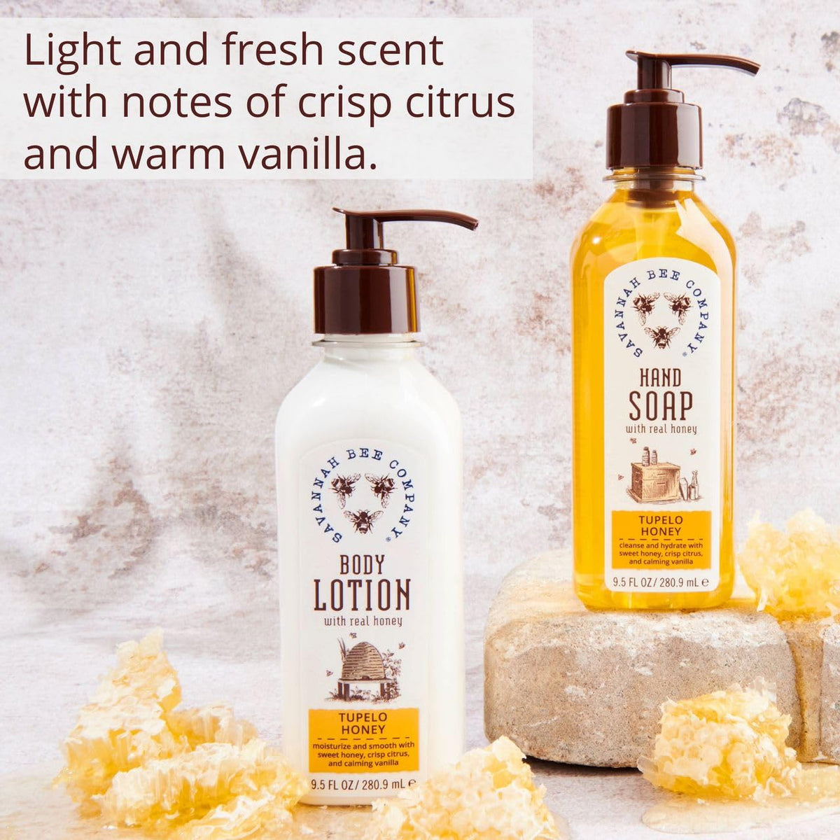 Savannah Bee Company liquid hand soap lather demonstrates soft, silky skin after washing.