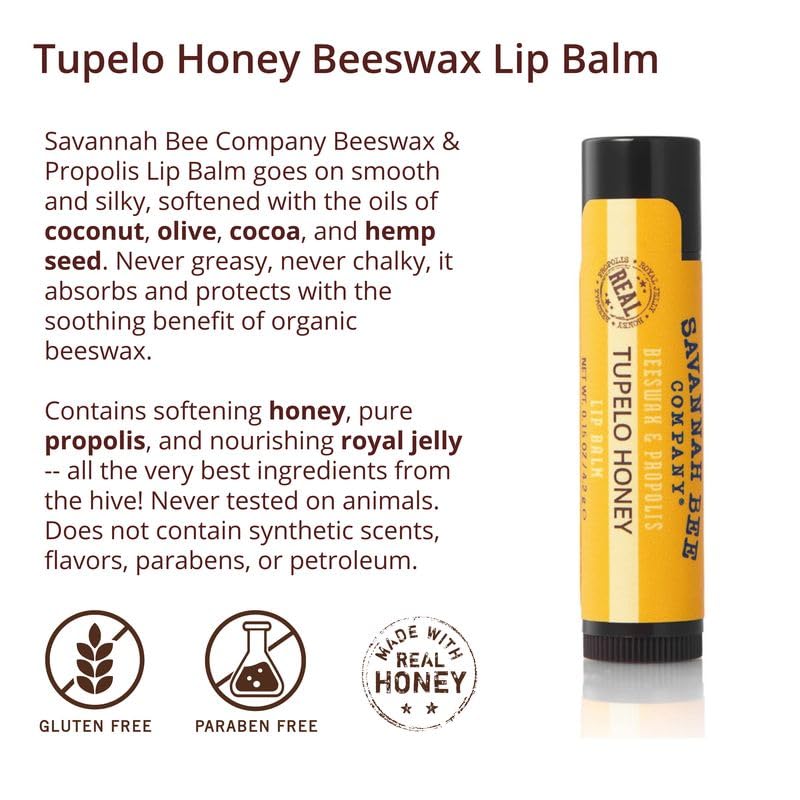 Savannah Bee lip balm being applied for smooth, comfortable lips.