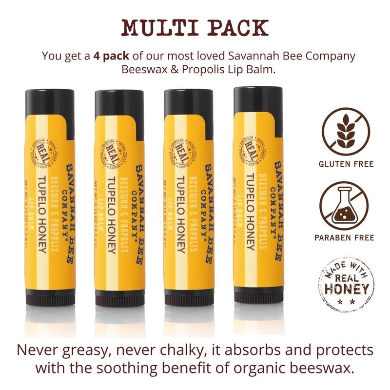 Savannah Bee Tupelo lip balm packaging and branding for shelf appeal.