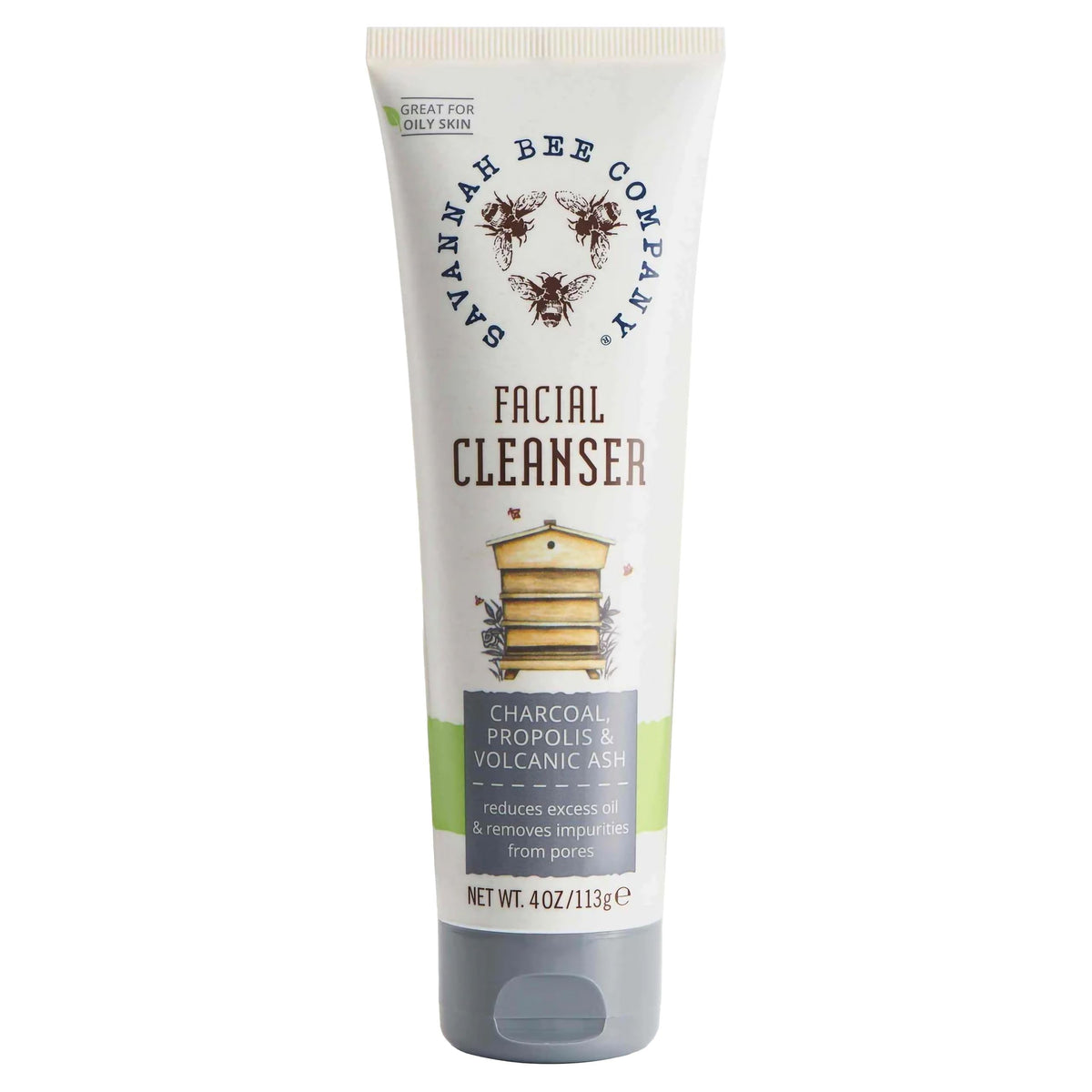 Savannah Bee Propolis Cleanser bottle pour illustrates deep pore cleansing for oily skin