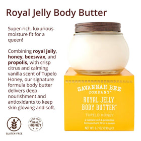 Shea and cocoa butter provide deep hydration in Savannah Bee butter.