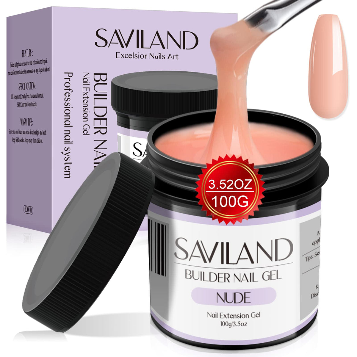 SAVILAND nude builder gel jar for nail extensions and strength