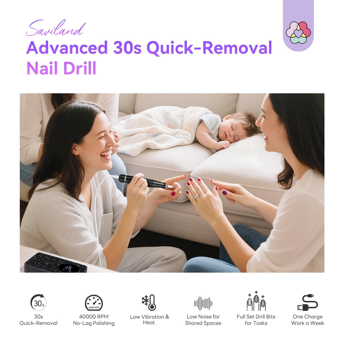 SAVILAND 14 drill bits set for versatile nail work