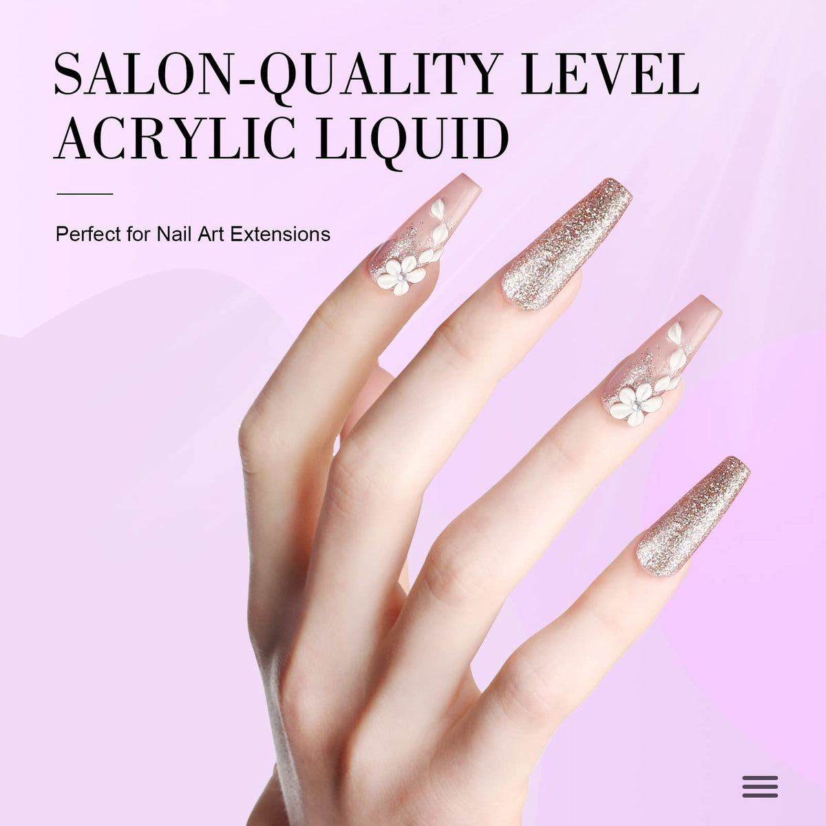 Saviland acrylic liquid label close-up highlights low odor formula.