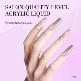 Saviland acrylic liquid label close-up highlights low odor formula.