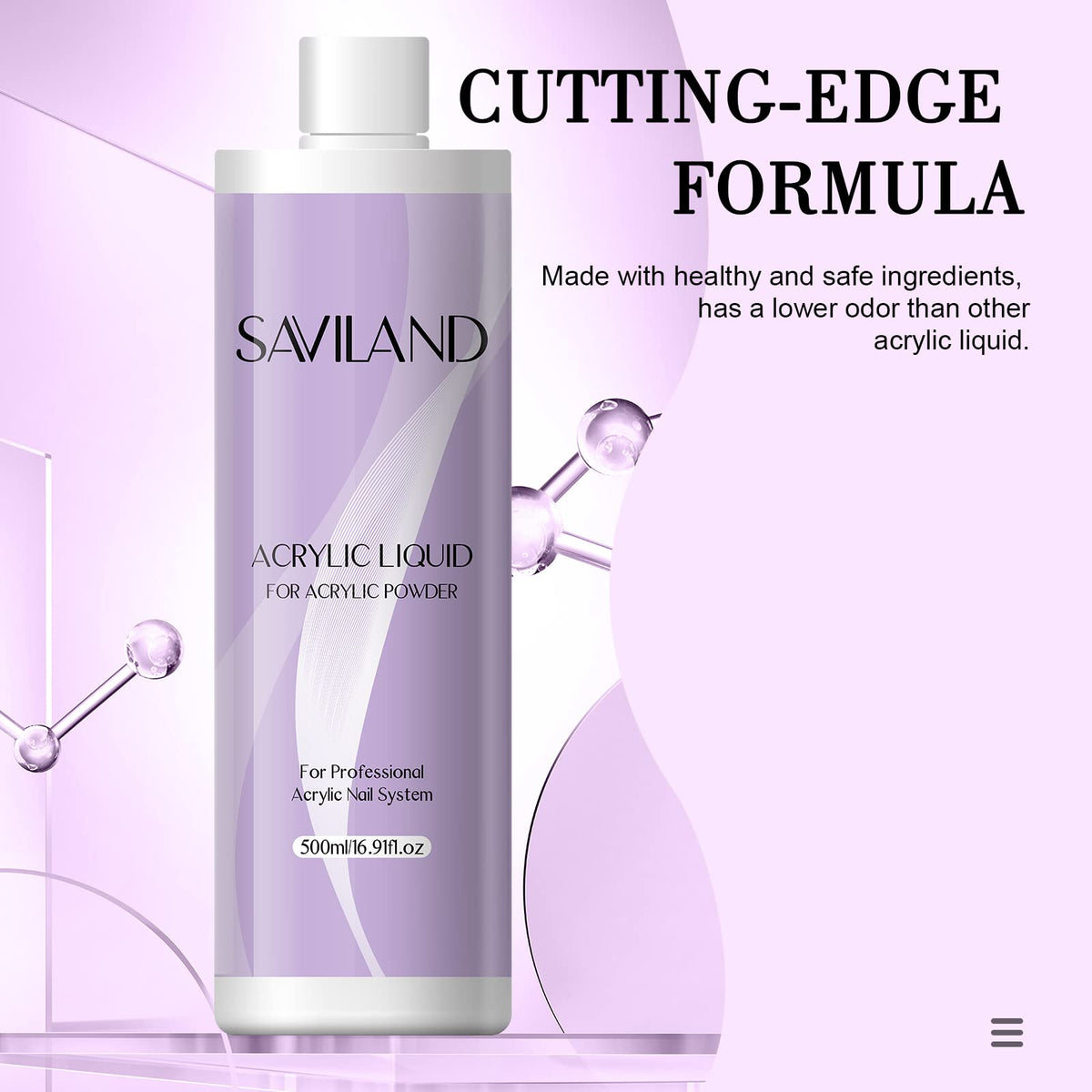 Saviland acrylic liquid on a nail extension shows strong adhesion.