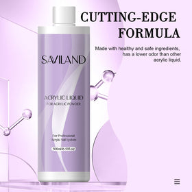 Saviland acrylic liquid on a nail extension shows strong adhesion.
