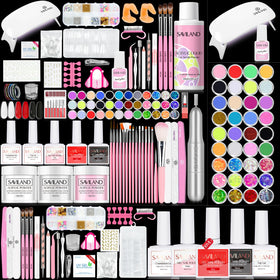 SAVILAND acrylic nail kit with UV light for at-home nail art practice and durability.