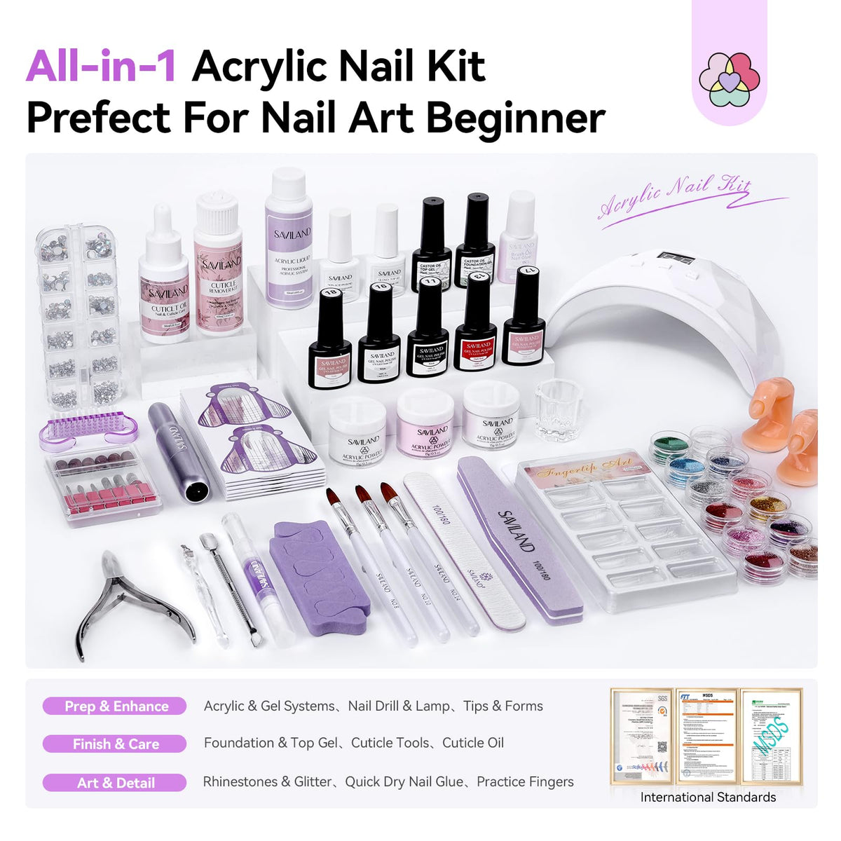 SAVILAND acrylic powder natural-ivory delivers a natural look with durable wear.