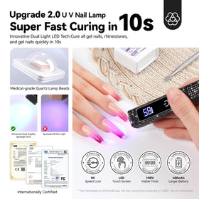 SAVILAND Black UV Light with 8x magnifying lens for even curing from all angles.