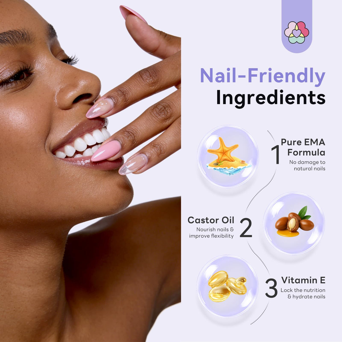 SAVILAND with castor oil and VE nourishes nails for enhanced extensions.