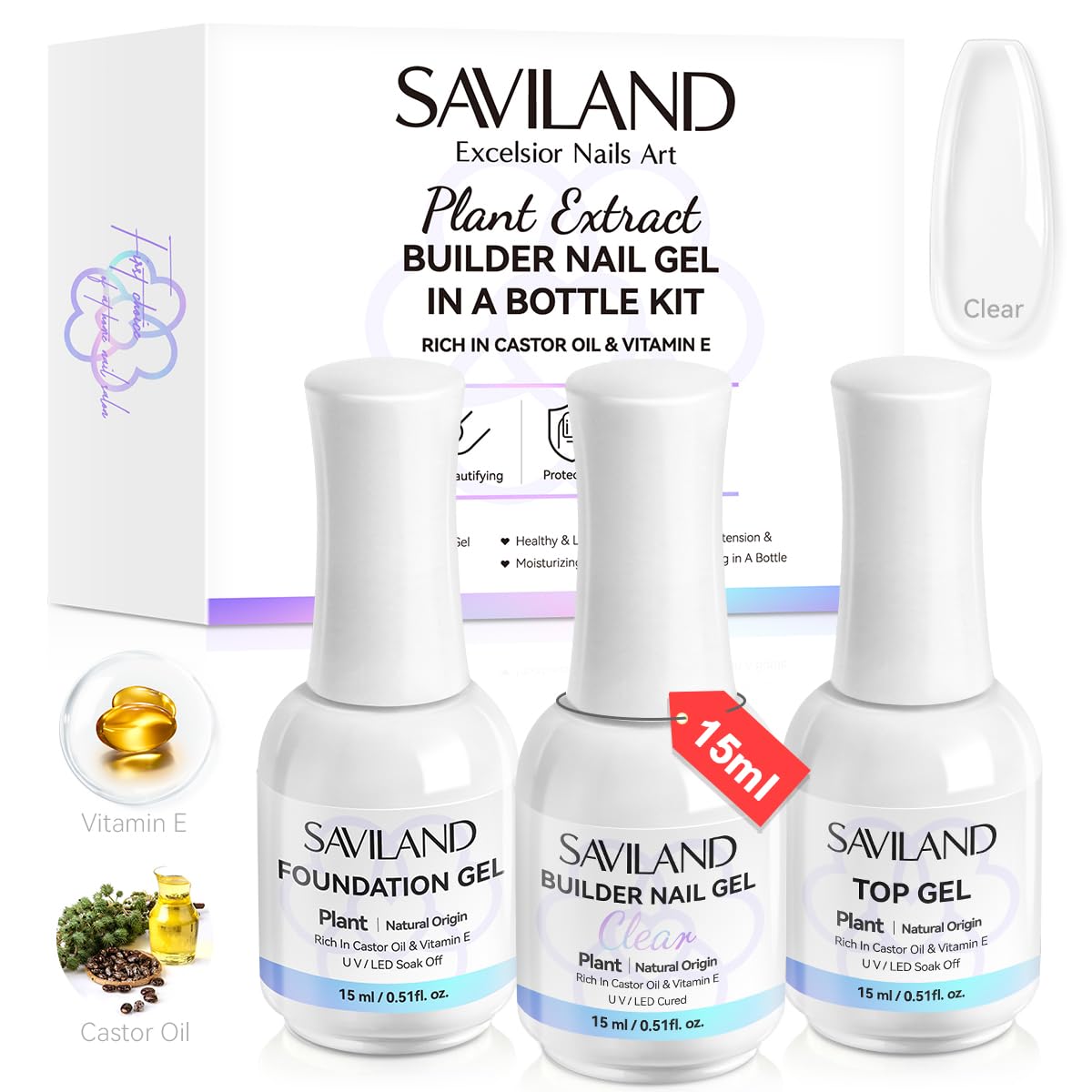SAVILAND Clear Builder Nail Gel Kit outer box for convenient storage