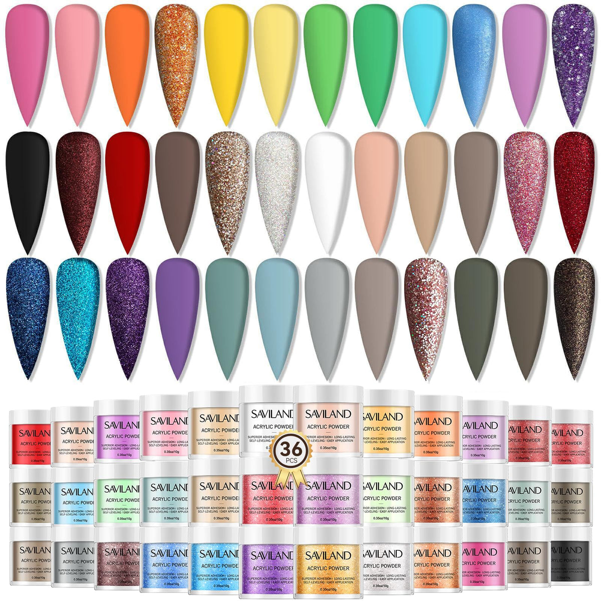 SAVILAND Color Artistry palette with 36 shades for versatile nail art at home or in the salon