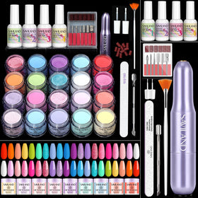 SAVILAND dip powder kit with 20 colors: bold at-home nail art with rich color payoff.