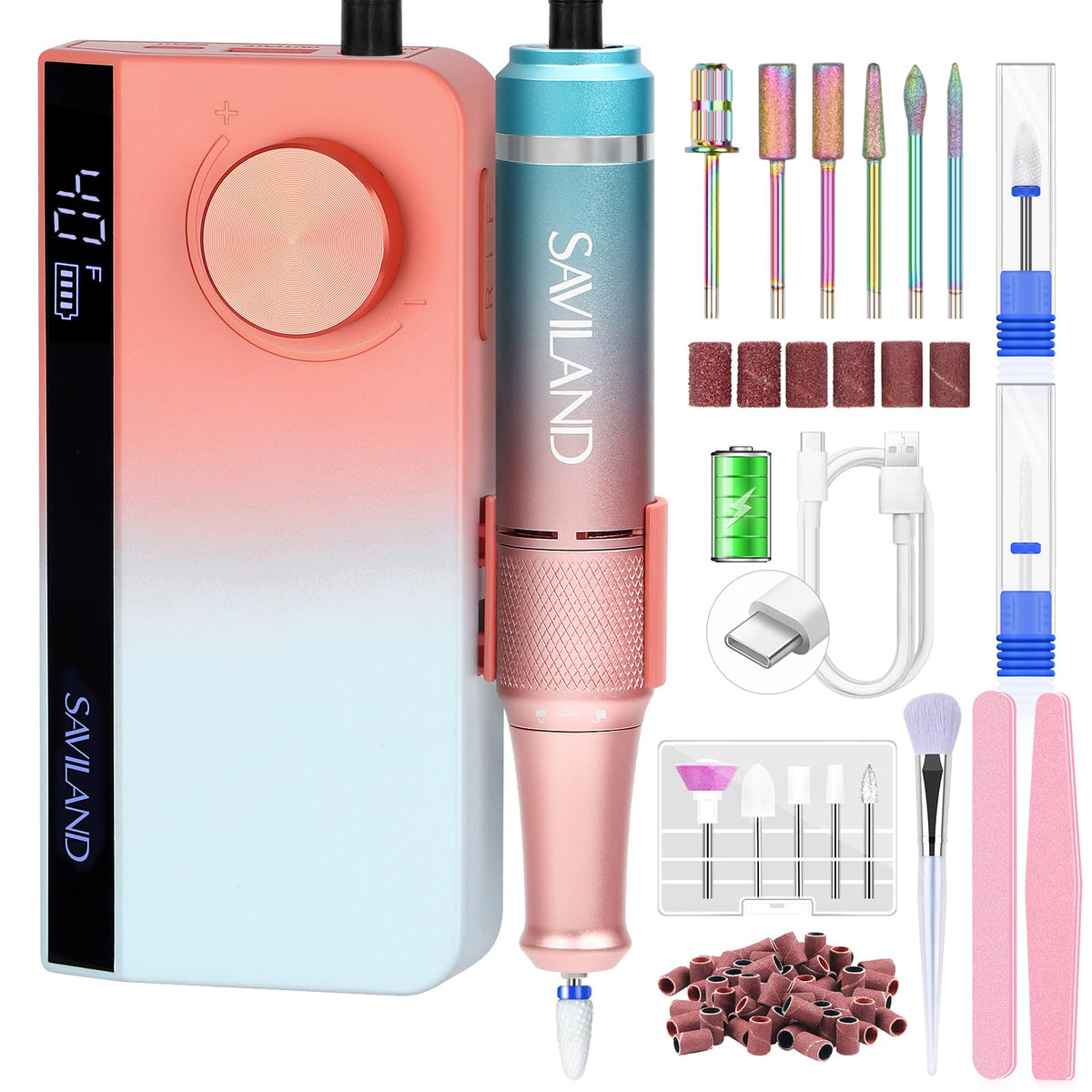 SAVILAND electric nail drill 40000RPM for fast shaping and polishing