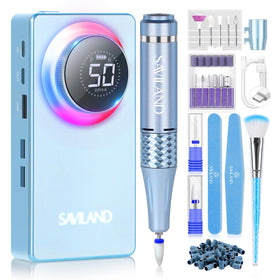 SAVILAND electric nail drill 50000rpm in action for precise acrylic removal