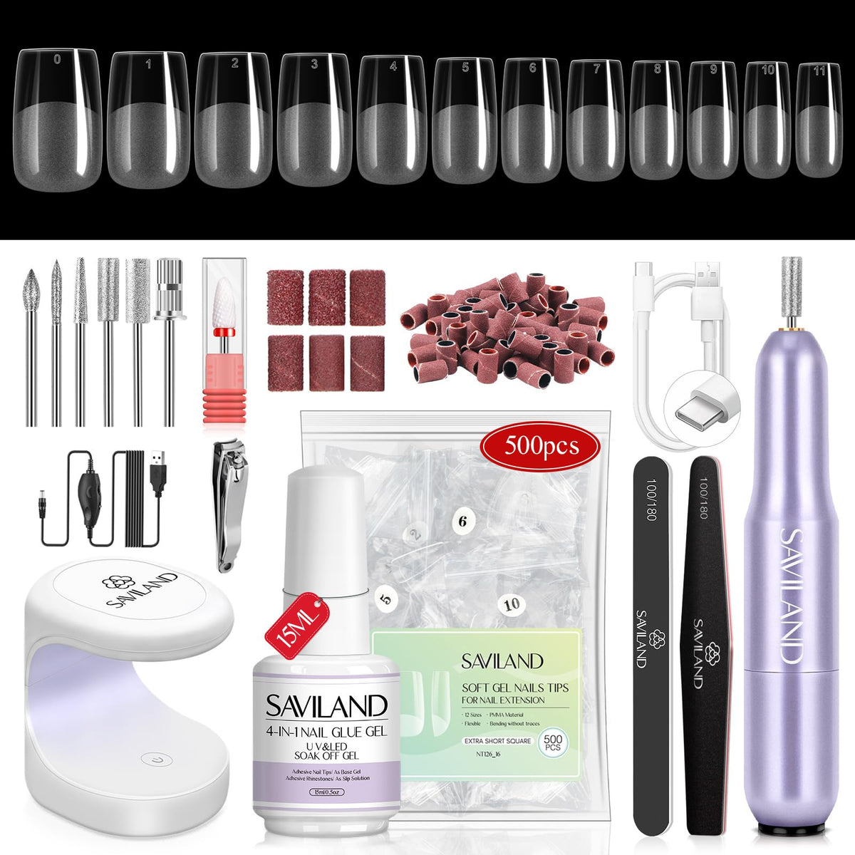 SAVILAND Gel Nail X Kit Short Square unboxing for home manicure setup