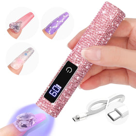 SAVILAND Glitter UV Light pink front view for quick nail curing.