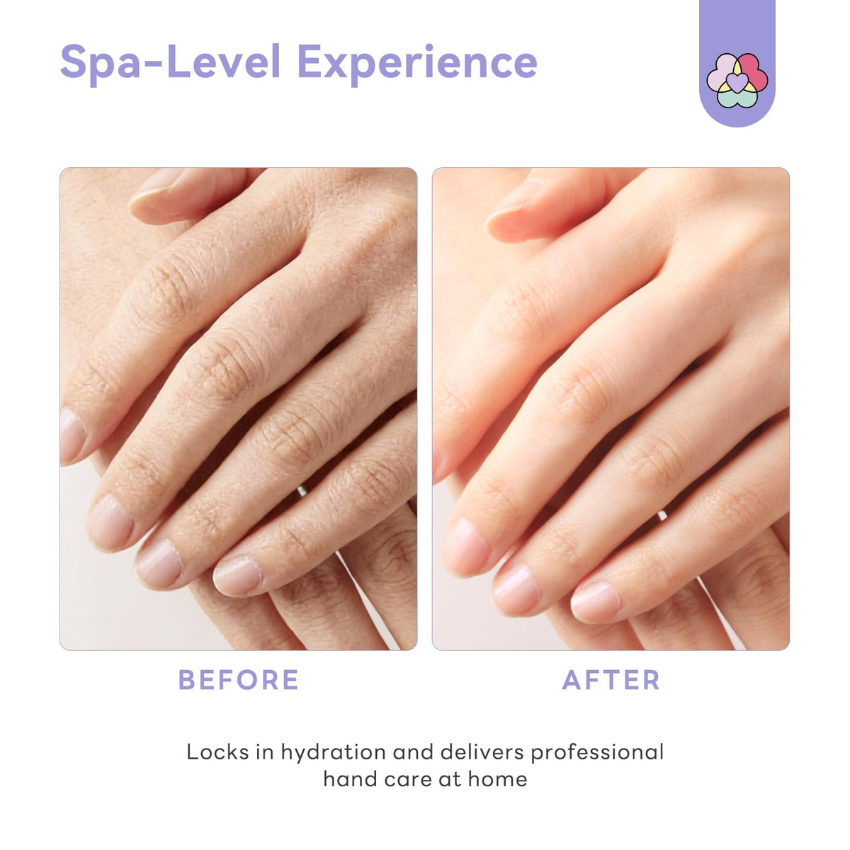 SAVILAND lavender-scented gloves support a relaxing home hand care moment.