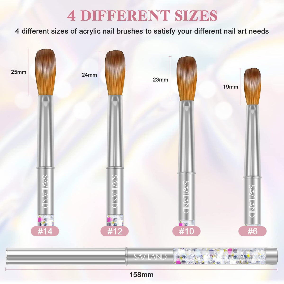 SAVILAND Kolinsky brush in use for crisp acrylic application at home or salon