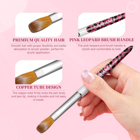 SAVILAND leopard pink brush size 10 for smooth acrylic extensions