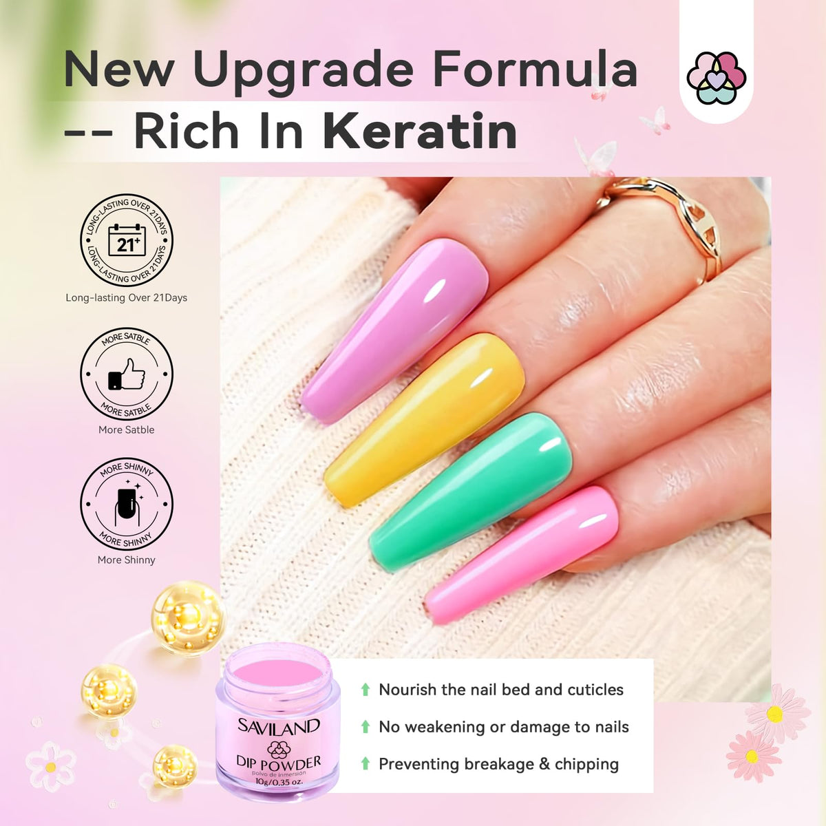 SAVILAND long-lasting nail design for 3–4 week wear and vibrant shades.