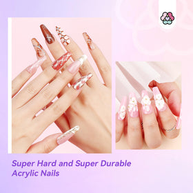 SAVILAND acrylic nails in progress show kit versatility for extensions.