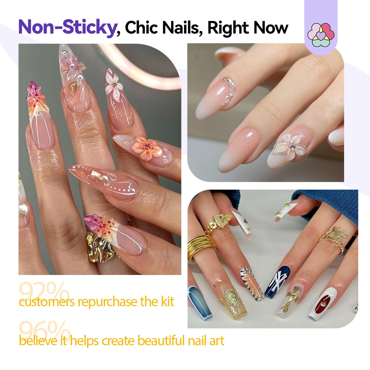 SAVILAND Nail design setup featuring extensions and rhinestones.