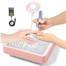 Saviland nail dust collector with 40W motor captures dust during gel filing.
