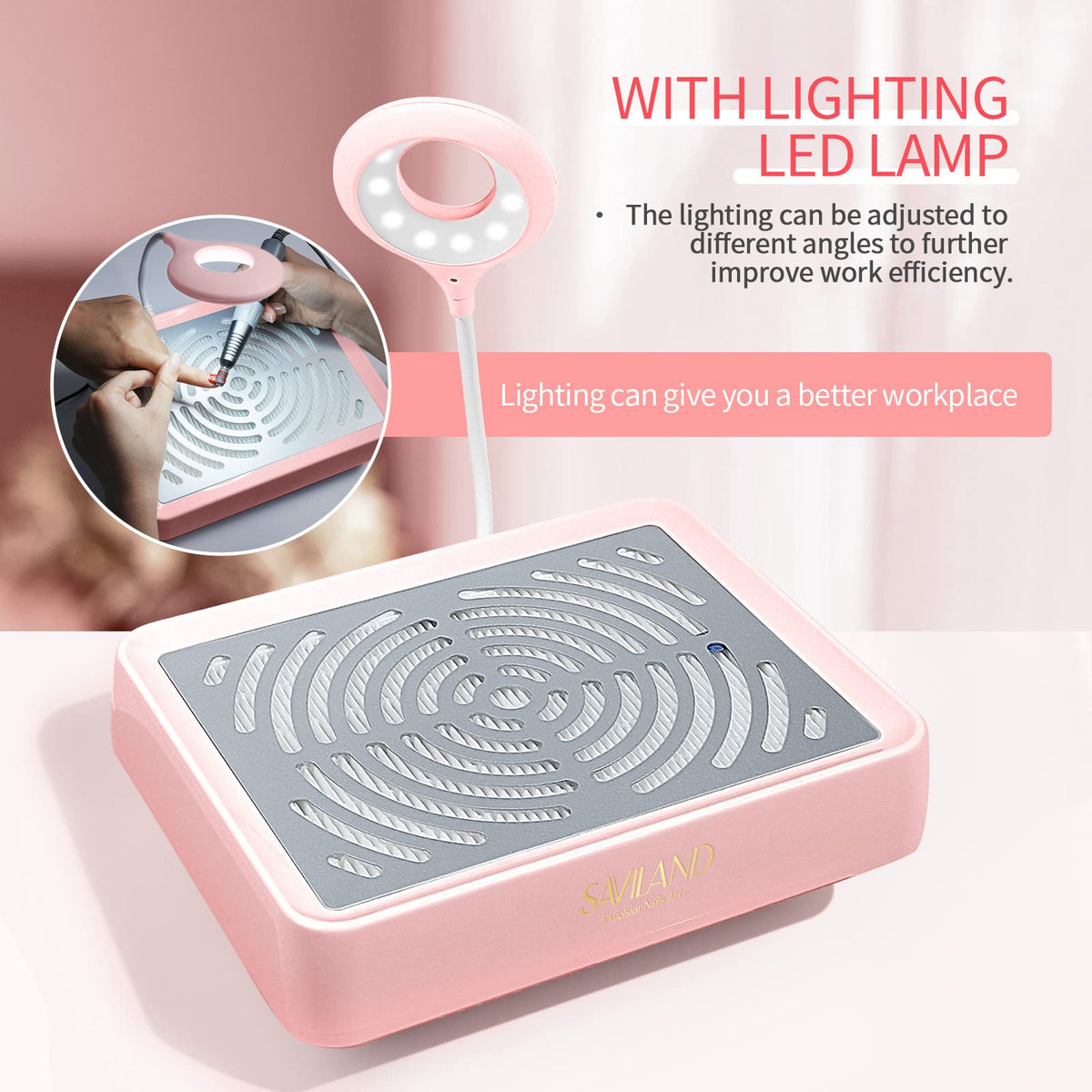 Saviland nail dust collector with heat sink supports steady, cool operation.