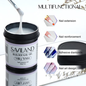SAVILAND nail extension application process for natural-looking long nails.