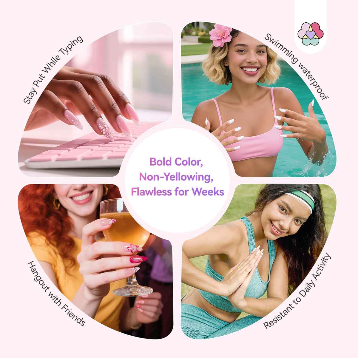 SAVILAND nail extensions with French tips and ombre effects in one kit