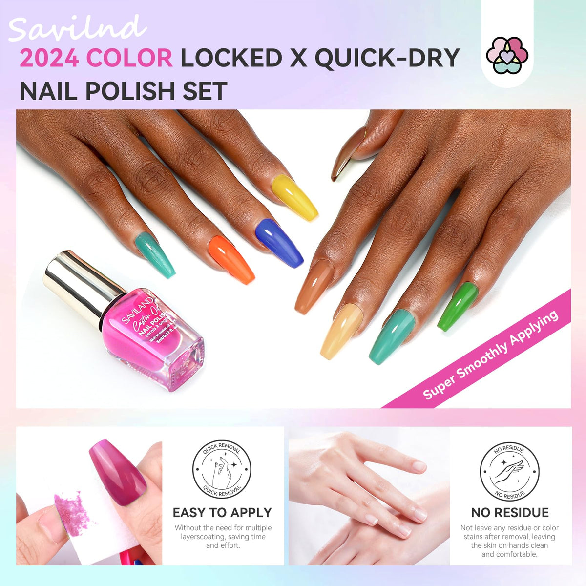 SAVILAND nail polish set long-wear display suggesting seven-day color retention