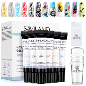 SAVILAND nail stamping kit with six colors for salon quality at home