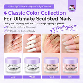SAVILAND pink acrylic powder for soft color accents and elegance.