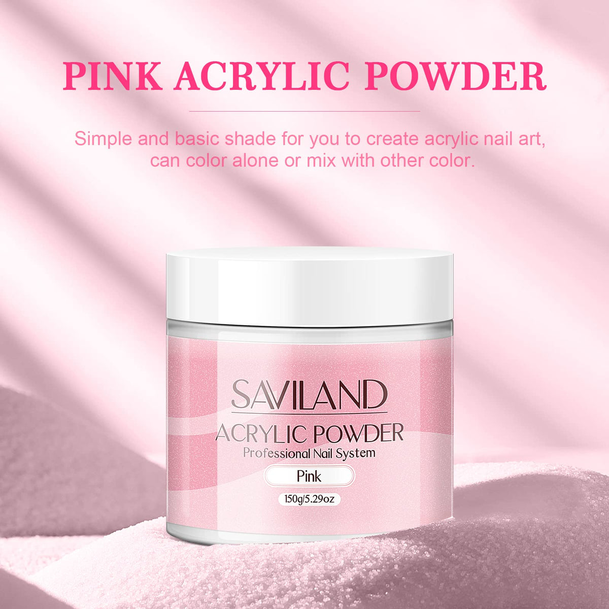 SAVILAND pink acrylic powder bubble-free formula close-up