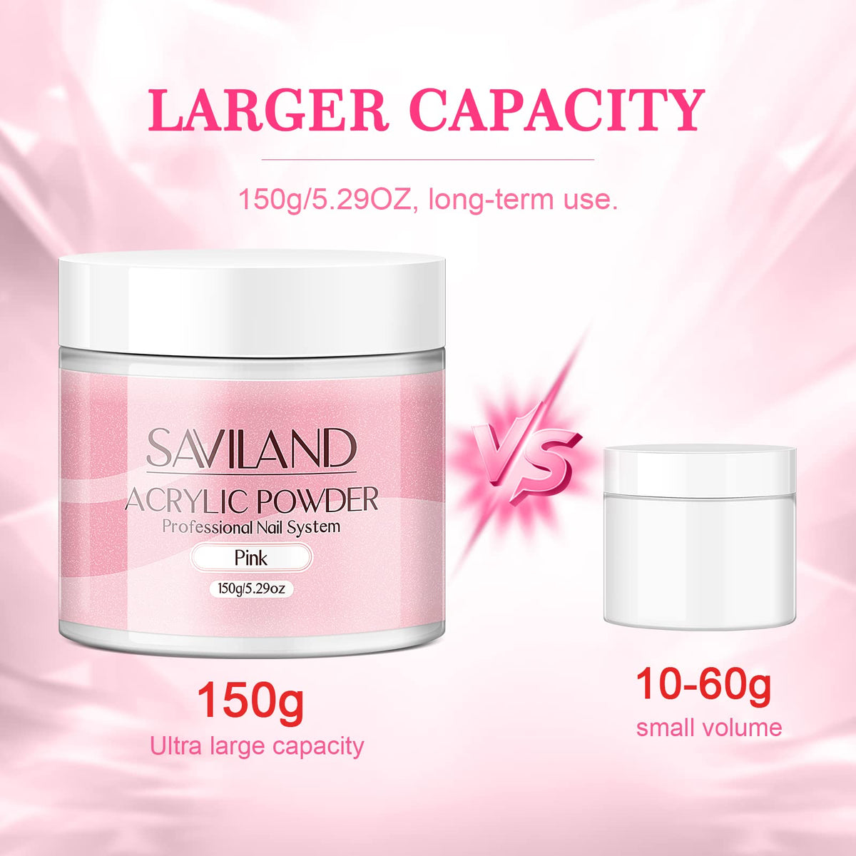 SAVILAND pink acrylic powder no lamp cure feature in action
