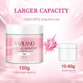 SAVILAND pink acrylic powder no lamp cure feature in action