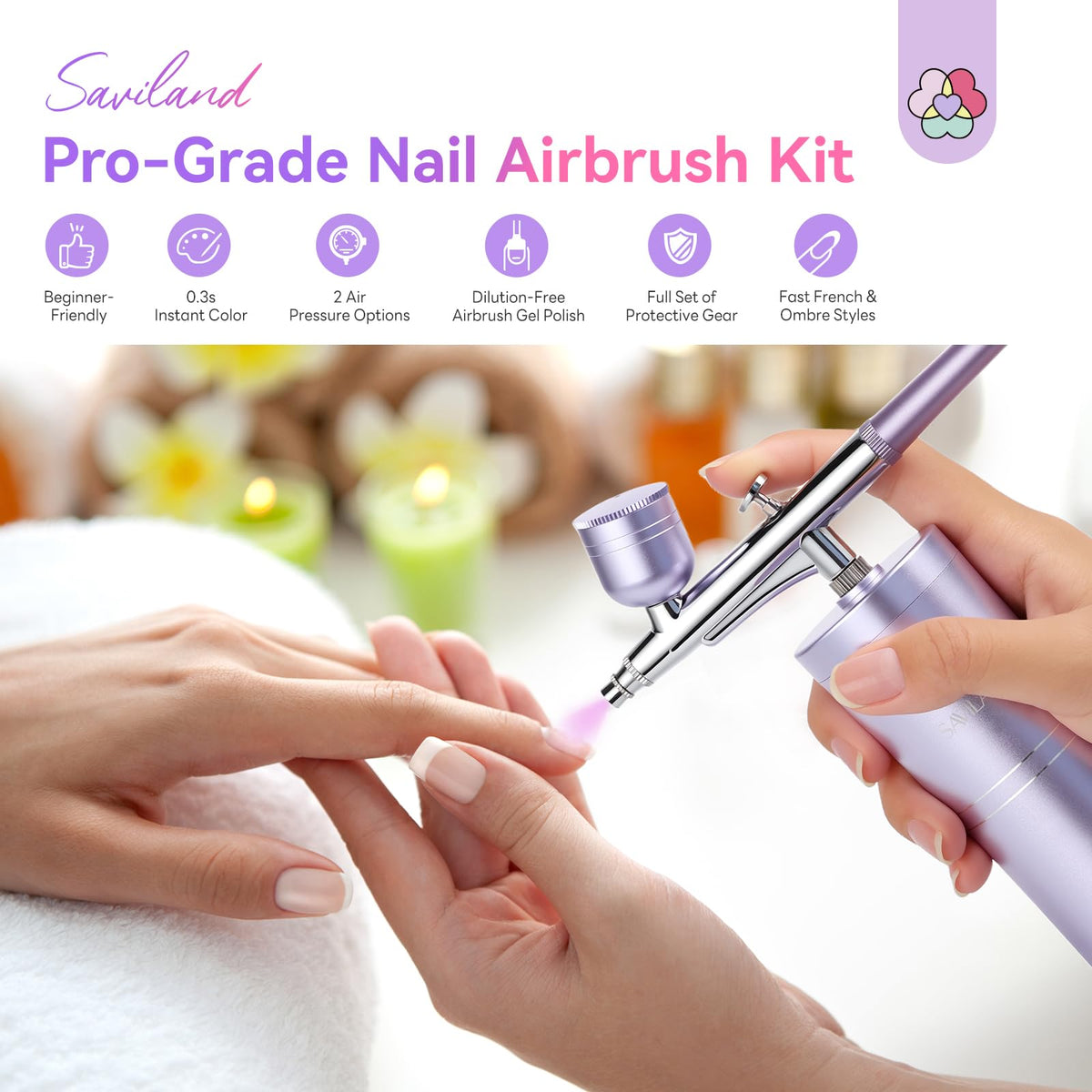 SAVILAND Pro Airbrush Set components on display for quick, customizable setups.
