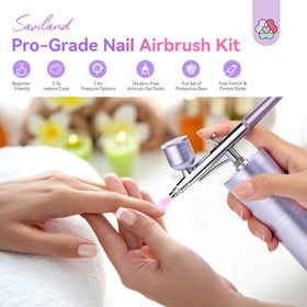 SAVILAND Pro Airbrush Set components on display for quick, customizable setups.