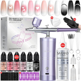 SAVILAND Pro Airbrush Set front view for fast, salon-like nail art at home.