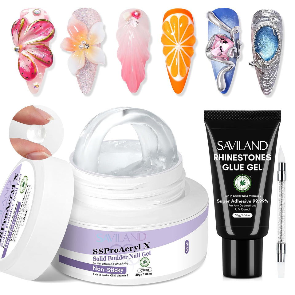 SAVILAND Pro Solid Builder Nail Gel bottle closeup for precise extensions.