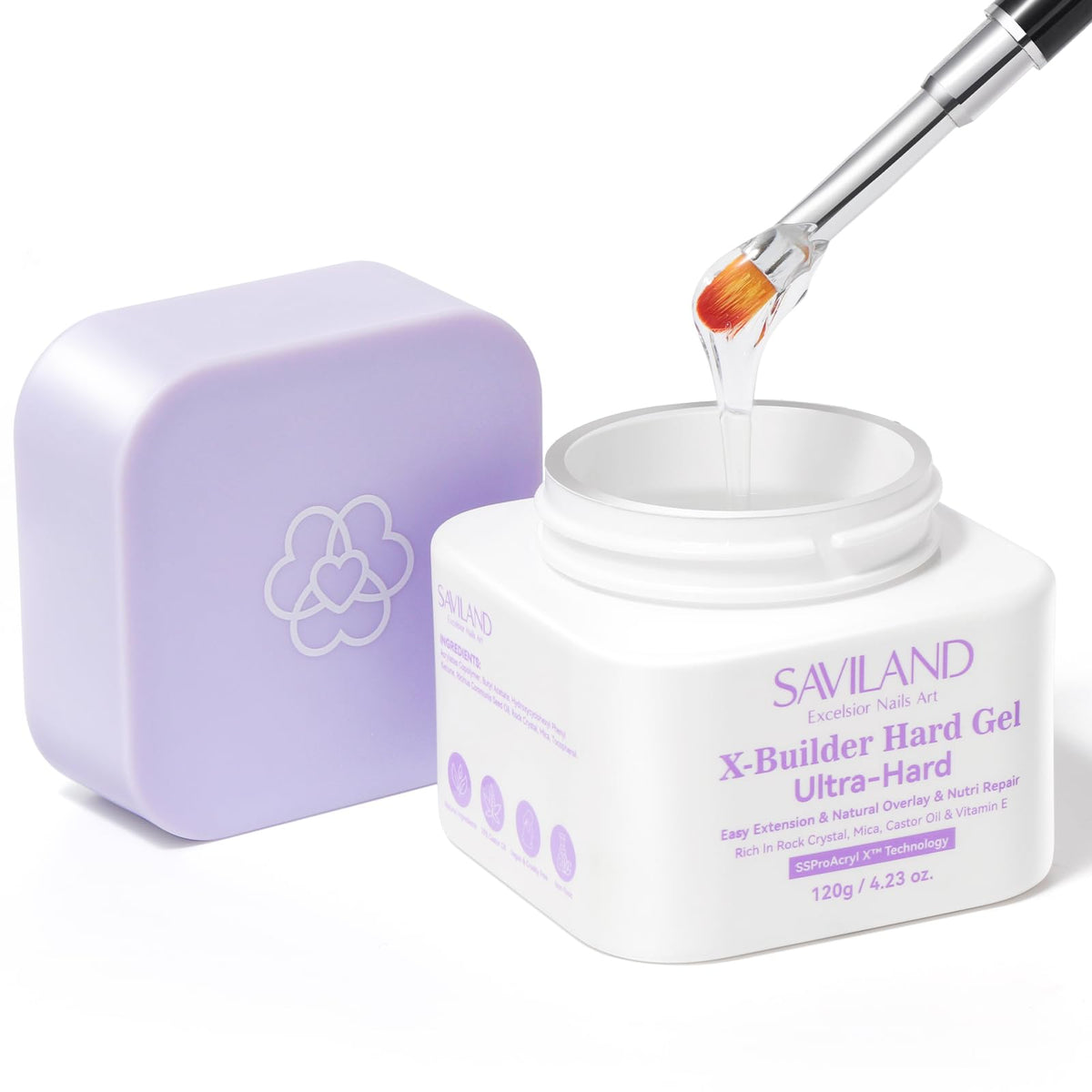 SAVILAND SSProX bottle clear showing durable gel for long-lasting nails