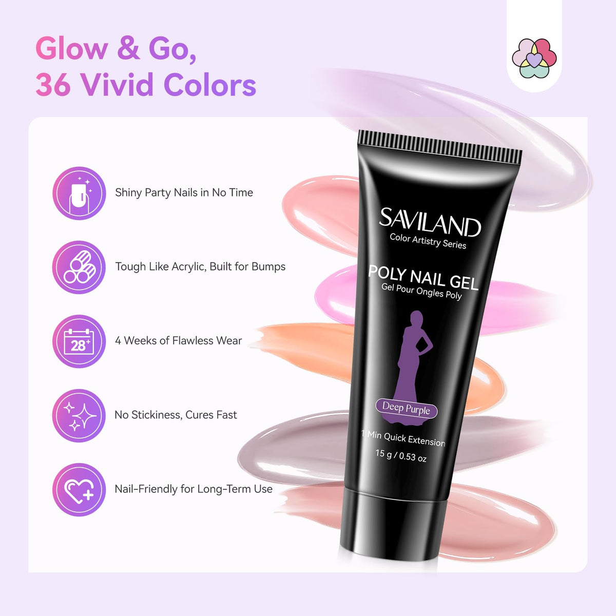 SAVILAND top gel providing durable shine and long-lasting finish.