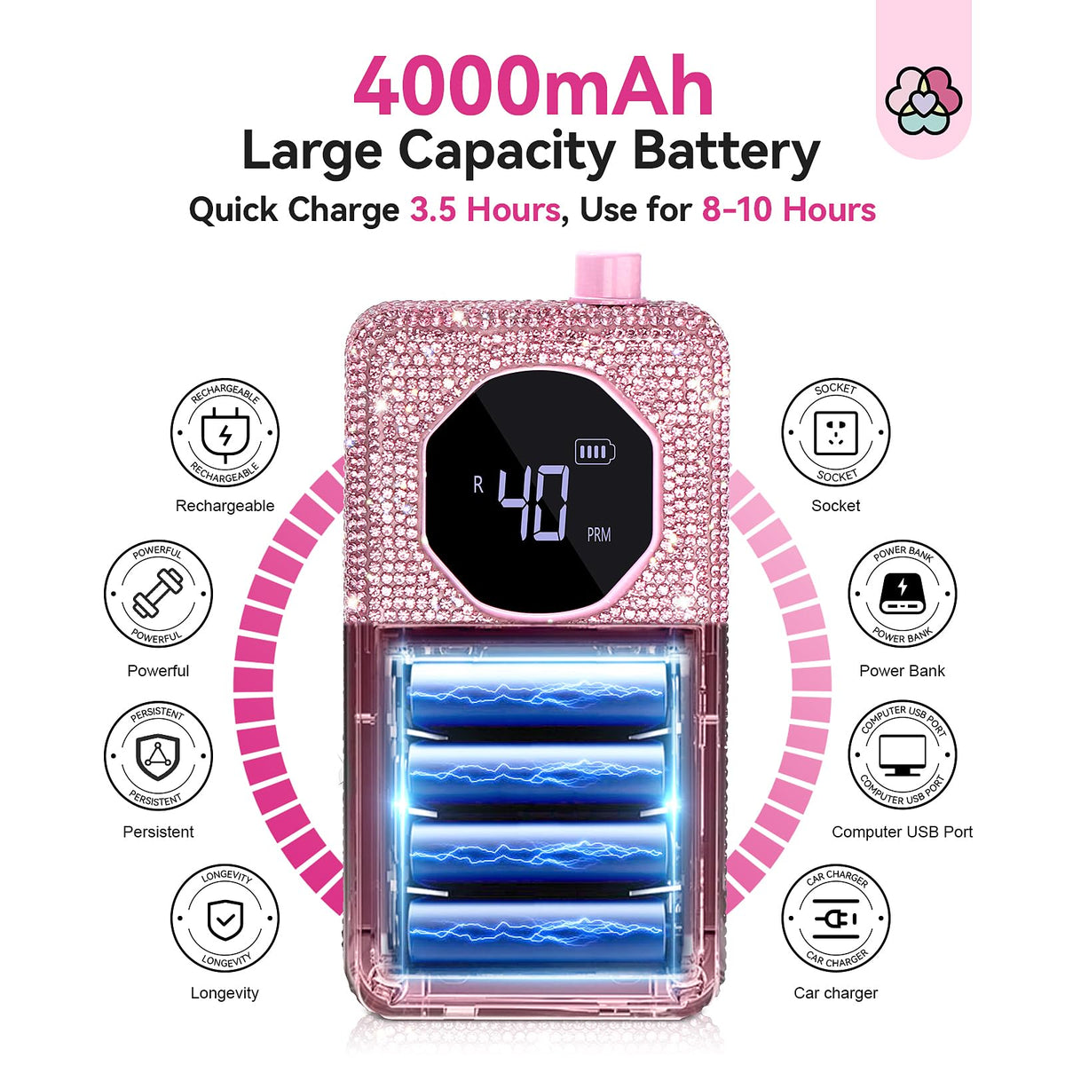SAVILAND nail drill shows Type-C fast charging for quick readiness.