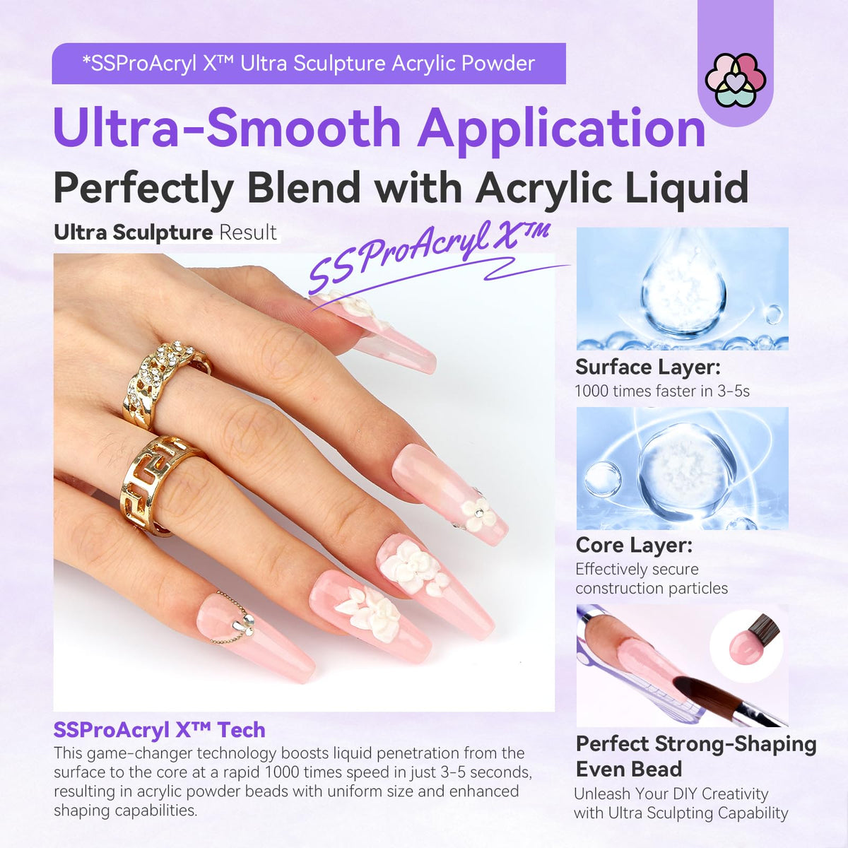 SAVILAND white acrylic powder for crisp tips and clean 3D details.