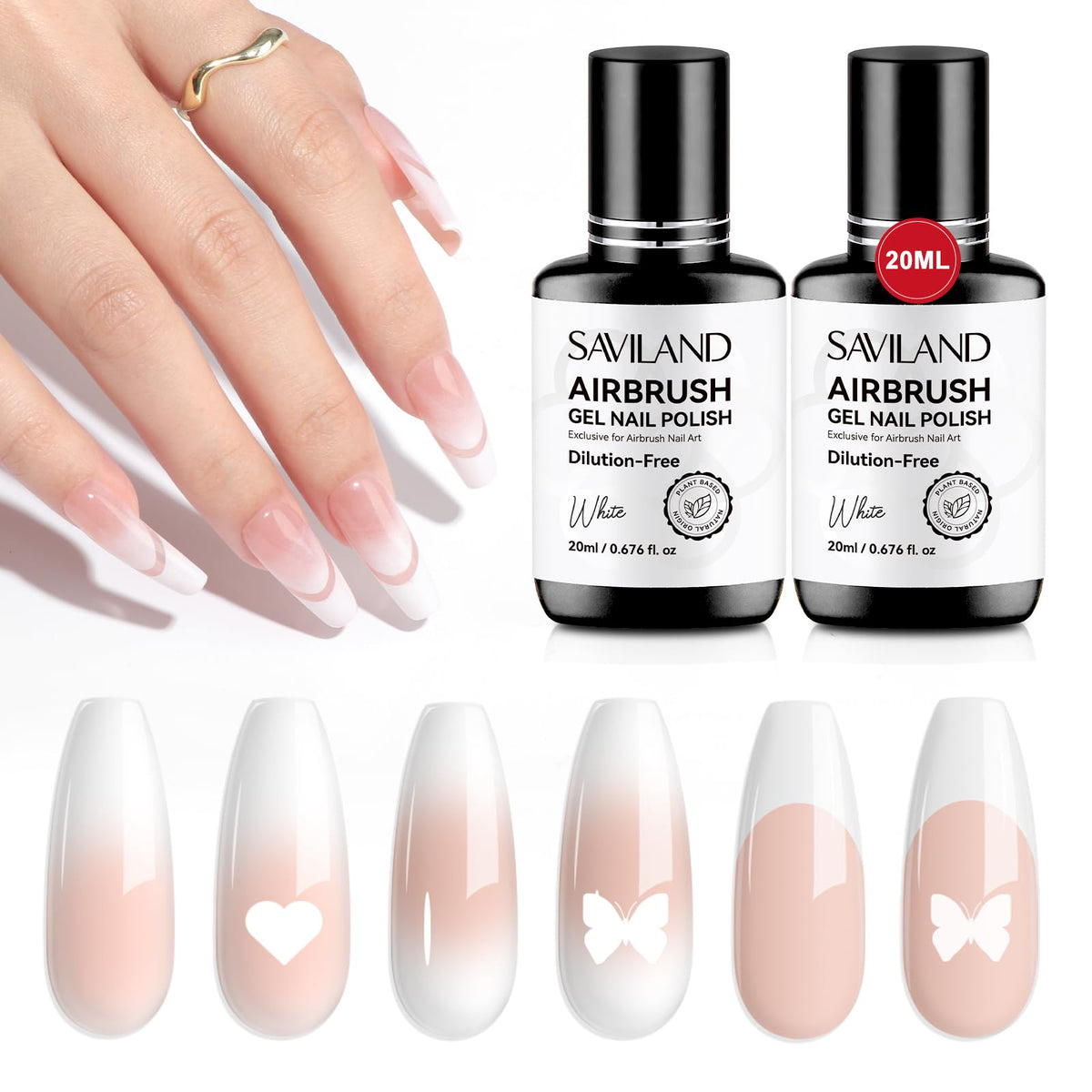 SAVILAND white airbrush gel nail polish bottle with silky mist for flawless ombre