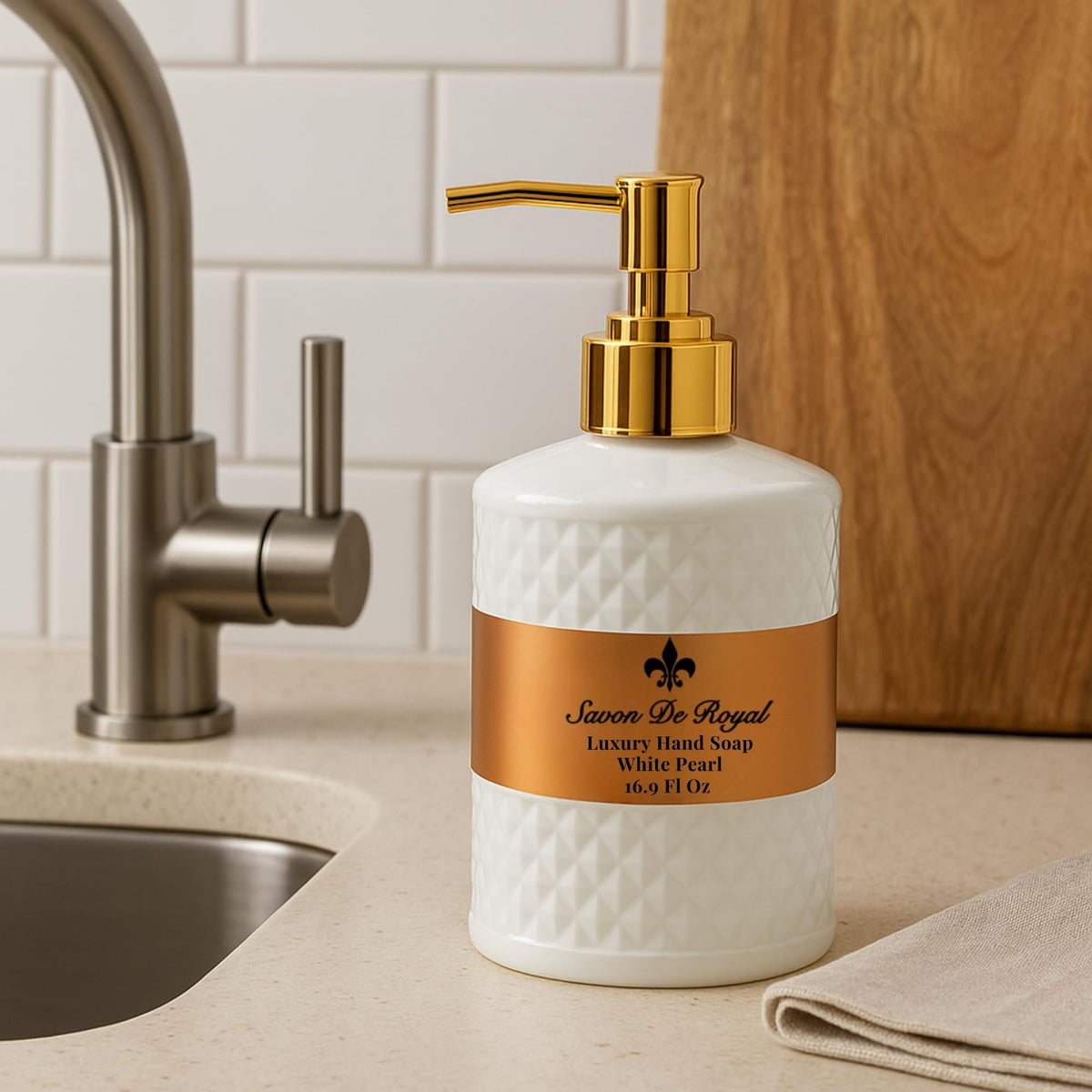 Savon De Royal cream texture creates rich lather on skin.
