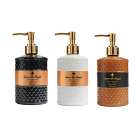 Savon De Royal luxury hand soap bottle front showcases premium design for stylish spaces.