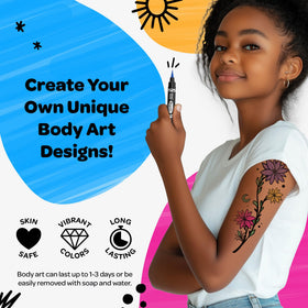 Savvi Crayola tattoo markers fine tip enables precise, detailed temporary artwork.
